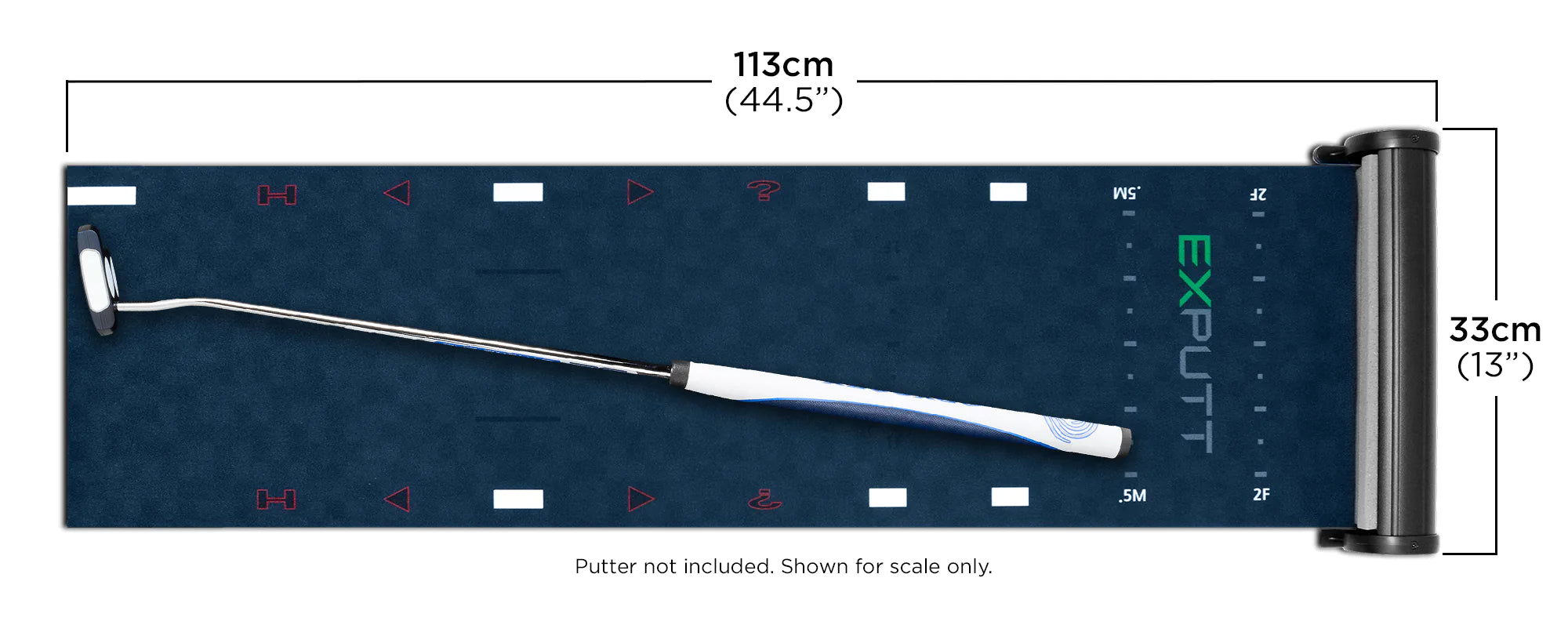 EXPUTT Dimensions with putter for scale